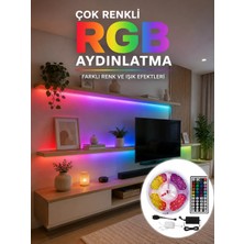 Ruhes 5 Metre Kumandalı Rgb LED Şerit 5050 Smd 54 Led/m Renk Değiştiren Ambiyans Aydınlatma