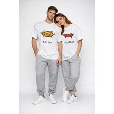 Mondschein Better Together Baskılı Sevgili Kombini Çift Tişört Oversize Unisex Çift Kombin