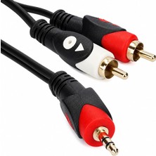 Aesco Primex PX-AUX15R 1.5 Metre 3.5mm Aux To 2 Rca Ses Kablosu, Telefon Laptop Pc Tablet Ses Çıkışını Amfi Hoparlör Tv Ses Sistemine Bağlama Kablosu, Kırmızı Beyaz Rca Stereo Audio Kablo