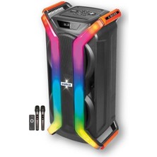 Aesco Sunix 40W 5500 Mah X-Bass Çift Mikrofon ve Kumandalı LED Işıklı Bluetooth Hoparlör BTS-210