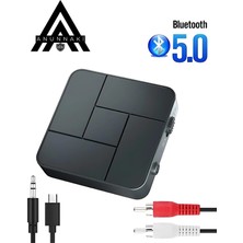 Aesco Bluetooth 5.0 Ses Alıcı Verici Aux Rca USB Stereo Kablosuz Mikrofonlu Araba Tv Pc Rx Tx Receiver