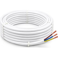 Aesco 3x2,5 mm Cca Ttr Beyaz Renk Kauçuk Topraklı Seyyar Elektrik Kablosu (10 Metre)