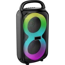 Aesco HT-983 Taşınabilir Bluetooth Hoparlör 2×3” Hoparlör 6W Rgb Tws Destekli Extra Bass Tf Card USB Müzik Kutusu