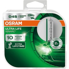 Aesco Osram Ampul Ultra Life Xenarc D4S 35W 10 Yıl Garantili, Ikili Kutu (2 Lamba) 66440ULT/HCB