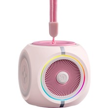 Aesco Taşınabilir Bluetooth Hoparlör, Pembe, Rgb LED Işıklı, 4 Saat Çalma Süresi, Küp Tasarım, Stres Çarkı Görevi Görür