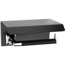 Aesco System Pruva Kapaklı Tuvalet Kağıtlığı Krom-Siyah 85X118X170 mm