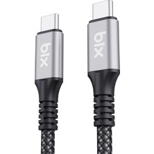 Aesco Bix BXCC242 Usb4 Thunderbolt 3/4 Uyumlu Usb-C If 240W 40GBPS 8k 60Hz UHD Şarj, Data ve Görüntü Kablosu 1 Metre