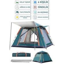 Aesco 6 Kişilik Tam Otomatik Tenteli Çift Kapılı Kare Kamp Çadırı | 210 x 210 x 140CM | Su Geçirmez