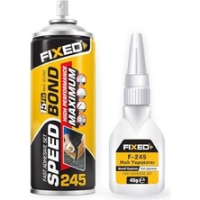 Aesco Fıxed Hızlı Yapıştırıcı Seti, Şeffaf, Sıvı Form, Güçlü Bağlantı, 245 Model, 200ML + 45G, 2 Parça