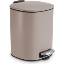 Aesco Deconox 5 Lt Latte Paslanmaz Çelik Pedallı Çöp Kovası, Yavaş Kapanan Asansörlü Kapaklı Metal Çöp Kutusu, Banyo Wc Ofis Için Kompakt, 20X20X27 cm