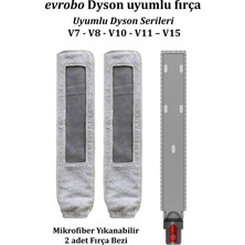 Aesco Evrobo Dyson V7, V8, V10, V11, V15 ile Uyumlu Temizleme Başlığı, Mikrofiber Yıkanabilir Başlık