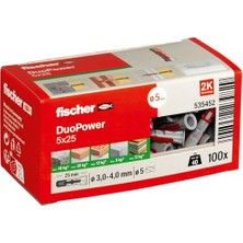Aesco Duopower 5 x 25, Evrensel Dübel, Güçlü 2 Bileşenli Dübel, Beton, Tuğla, Taş, Alçı Karton Vb. Yerlere Sabitlemek Için Plastik Dübel, Vidasız, 100 Adet