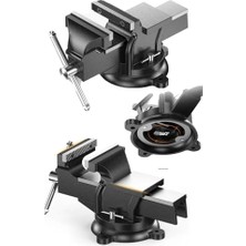 Aesco Alman Modeli Pro Çelik Kol 100 mm 4" 360" Dönerli Taban Dövme Çelik Sabit Tezgah Masa Mengenesi...