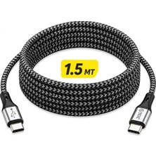 Aesco Bydiz Premium Örgülü Usb-C - Usb-C 60W Hızlı Şarj Kablosu, 1,5 M, Pd Destekli Type-C Kablo, iPhone 15/16/17 Serisi, Galaxy S23/S24/S25, Ipad, Macbook, Xiaomi Uyumlu, Siyah