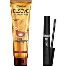 Aesco L’oréal Paris Elseve Mucizevi Yağ Saç Güzelleştirici Krem 150 ml - Kuru ve Sert Saçlar & Telescopic Lift Maskara Saç Bakım Seti