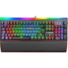 Aesco Rampage KB-R97 X-Tracer Siyah USB Rgb Aydınlatmalı Blue Switch Tam Türkçe Bilek Destekli Gaming Oyuncu Mekanik Klavye