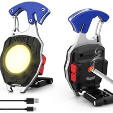 Aesco 6'sı 1 Arada Anahtarlık Fener, Cob LED Mini El Feneri, Type-C Şarjlı, 7 Aydınlatma Modu, Karabinalı Çok Amaçlı Kamp Feneri, Şişe Açacağı, Tornavida, Ip Kesici, Mıknatıslı Acil Durum Feneri