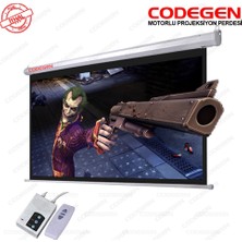 Aesco Codegen Ex-20 200X200CM Siyah Fonlu Elektrikli Uzaktan Kumandalı Projeksiyon Perdesi, Beyaz