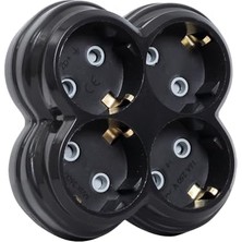 Aesco 4lü Golyat Fiş, Dörtlü Topraklı Priz Çoklayıcı Fiş, 16A 250 Volt, Max 3600 Watt (Siyah)