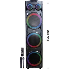 Aesco Sunix 100W Çift Mikrofonlu ve Kumandalı Parti Boy Bluetooth Hoparlör Bts-94