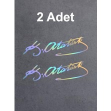Aesco Sticker Usta Atatürk Imza Sticker - (2 Adet Mustafa Kemal Atatürk Imza 00016 Çok Renkli 15X4,5 cm