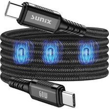 Aesco Sunix 60W Mıknatıslı Usb-C Data ve Şarj Kablosu Ip-25