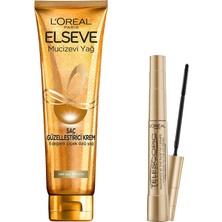 Aesco L’oréal Paris Telescopic Maskara - Siyah & Elseve Mucizevi Yağ Saç Güzelleştirici Krem 150 ml - Her Saç Tipi Makyaj Seti
