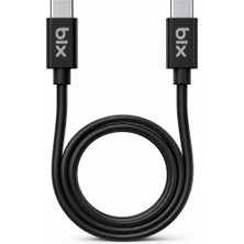 Aesco Bix BX-UC02C 60W Type-C To Type-C Hızlı Şarj ve Data Kablosu 1.2 Metre Siyah