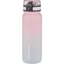 Aesco Uzspace 800ML Çift Renkli Sızdırmaz Bpa Içermez Kilitlenebilir Kapaklı Motivasyonel Tritan Su Matarası (Pembe-Gri)