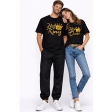 Mondschein King Queen Sevgili Kombini Oversize Çift Tişört Unisex Partner Kombin Uyumlu Çift Seti