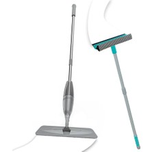 Aesco Pony Süper 2 Li Sprey Mop + Teleskopik Saplı Cam Sileceği Gri Paspas Temizlik Seti