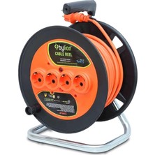Aesco 20 Metre Makaralı Seyyar Uzatma Kablosu - 3x2.5mm² Kalın Ttr Kablo, Bylion 4 Priz Çıkışlı, Güç Gösterge Işıklı ve Darbeye Dayanıklı Gövde
