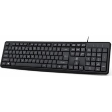 Aesco Yk Design USB Kablolu Klavye, 104 Tuş, Full Size, Numerik Tuş Takımlı, Siyah