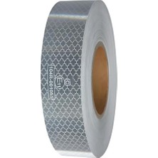 Aesco BADEM10 Tüvtürk Onaylı Belgeli Bant 1 Metre 5 cm Beyaz Reflektörlü Reflektif Fosforlu Şerit Bant Ikaz Bandı
