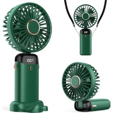 Aesco Taşınabilir USB Vantilatör, 4200MAH Şarjlı El Tipi Fan, LED Ekranlı, 3'ü 1 Arada El/boyun/masa Fanı, Yaz, Ofis, Seyahat Için, Kadınlar, Kızlar ve Çocuklara Hediye (Yeşil)