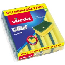 Aesco Vileda 141127 Oluklu Bulaşık Süngeri, Yeşil, 8 Parça