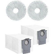Aesco Qrevo S/qrevo Maxv/qrevo Pro/qrevo C/qrevo L/qrevo S/qrevo Curv/qrevo Master/qrevo Maxv/qrevo Plus Roborock ile Uyumlu 2 Adet Toz Çöp Torbası,2 Adet Mop Paspas Bez Yedek Parça Aksesuarı Seti-4 Parça