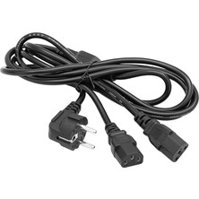 Aesco Nekuba Çift Güç Çıkışlı Pc Power Kablosu, Iec C13, AC220V, 1.8 Metre, Siyah
