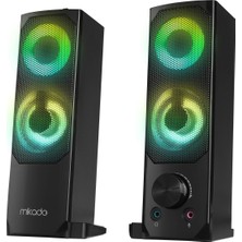 Aesco Mikado MD-S102 2.0 3WX2CH Rgb Ledli Siyah USB Soundbar Hoparlör