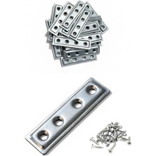 Aesco Düz Demir Gönye Köşebent, Metal Lama Montaj Demiri, Mobilya Dolap Raf Masa Köşe Bağlantı Aparatı, 16X60MM, 25 Adet