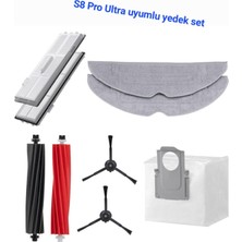 Aesco Lin Grup Roborock S8 Pro Ultra Sonic ile ile Uyumlu Yedek Fırça Filtre Torba Paspas Seti