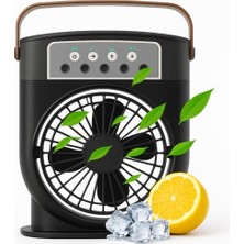 Aesco Şarjlı Mini Buharlı Hava Soğutucu, Taşınabilir Portatif Mobil Sulu Klima, 3 Rüzgar Hızı, 3 Sis Modu, Buzlu Vantilatör 5 Sprey Delikli ile LED Işıklı 26CM x 20CM - CRV-002 (CRV-002 - Beyaz)          [e
