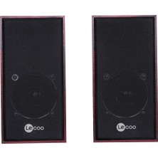 Aesco Lecoo DS105 Kablolu 1+1 USB + 3.5mm Jack Girişli 5W Gelişmiş Net Ses Teknolojisi ve Tak Çalıştır Kolay Kurulum Stereo Surround Ses Soundbar 634G Kompakt Masaüstü Kırmızı Ahşap Hoparlör