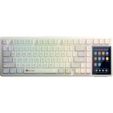Aesco Aula L99 4" Akıllı Dokunmatik Ekranlı 3 Modlu Rgb Hot Swap Caramel Latte Switch Mekanik Kablosuz Oyuncu Klavyesi Bej