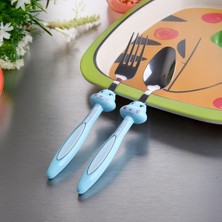 Aesco Deconox 2'li Figür Modelli Paslanmaz Çelik Bebek Mama Seti – Çatal ve Kaşık, Mavi ve Pembe Renk Seçenekleri, Ergonomik ve Güvenli Tasarım (Mavi)