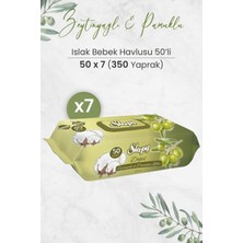 Aesco Sleepy Doğal Zeytinyağlı ve Pamuklu Islak Bebek Havlusu 50 x 7 Adet (350 Yaprak)