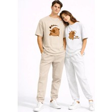 Mondschein Sevgili Kombini Sevimli Ayı Baskılı Çift Tişört Oversize Unisex Partner Tişört 2'li Set