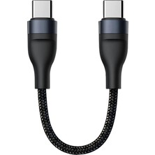 Aesco Coofbe Super Şarj 5A 66W Type-C Şarj Kablosu Kısa Type-C Powerbank Şarj Kablosu Örgü Kopmaz Kablo