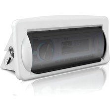 Aesco Pyle Suya Dayanıklı Deniz Stereo Kapak - Duman Renkli Ağır Hizmet Teknesi Radyo Koruyucu Kalkan Açılır Kapı ve Yaylı Açma - Montaj Contası Dahildir - Pyle Plmrcw2, Beyaz