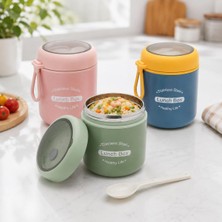 Aesco Deconox Paslanmaz Çelik Yemek Termosu 530 Ml, Kaşıklı Taşınabilir Yemek Kabı, Çelik Iç Hazneli Lunch Box, Askılı Kapaklı Saklama Kabı, Pembe Yeşil Mavi Renk Seçenekli